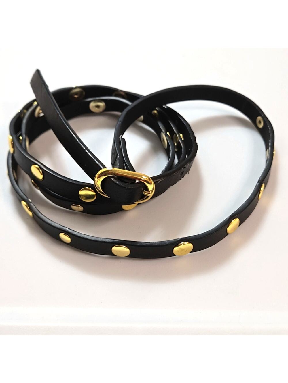 Black Studded Thin Women's Blet Gold buckle Size XL (16-18)